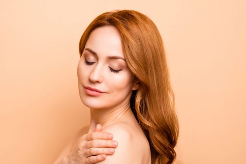 Woman after skin pigmentation treatment.